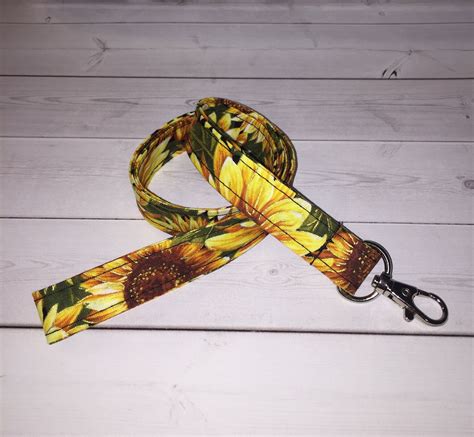 Sunflowers Lanyard Id Badge Holder Lobster Clasp Floral Key Strap