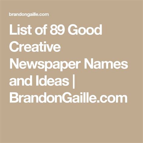 List Of 101 Good Creative Newspaper Names And Ideas Newspaper Names