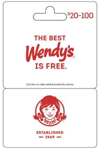 Wendys 20 100 Gift Card Activate And Add Value After Pickup 0 10