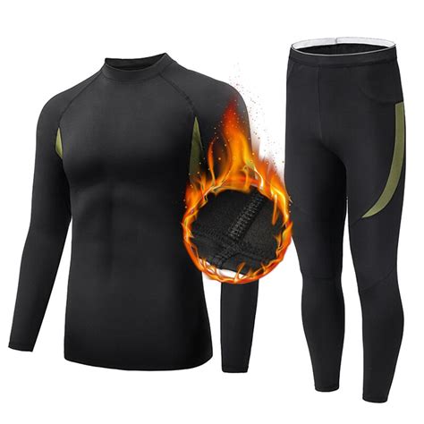 men thermal underwear set wicking long johns quick dry base layer long sleeve sport compression