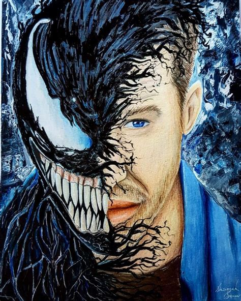 Tom Hardy Venom Movie 2018 Coloured Pencil Drawing Superhero Art