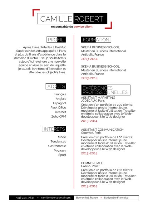 Modeles de lettres pour travailler croix rouge avec conseils integres a telecharger sur modeles de lettres. Engagé - Un CV type photographe avec les détails rouge ...