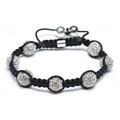 Bling Jewelry Silver Crystal Shamballa Inspired Bracelet Unisex 10mm
