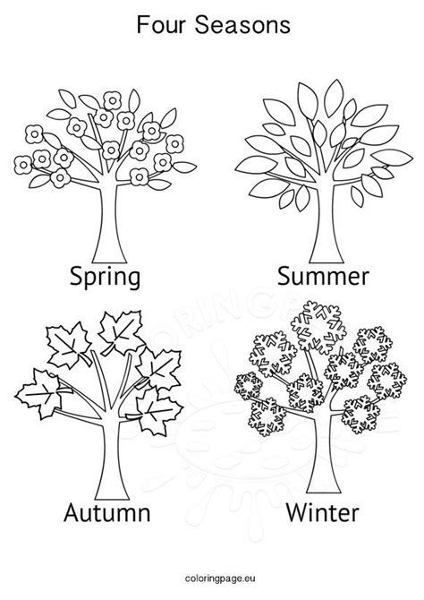Free winter coloring pages, we have 18 winter printable coloring pages for kids to download Seasons Activities Four Seasons Tree - Coloring Page