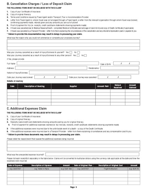 Blank Travel Insurance Claim Form Free Download