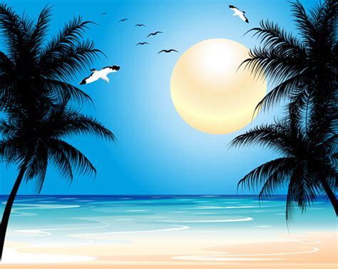 Beautiful tropic landscape vector Vectors graphic art designs in