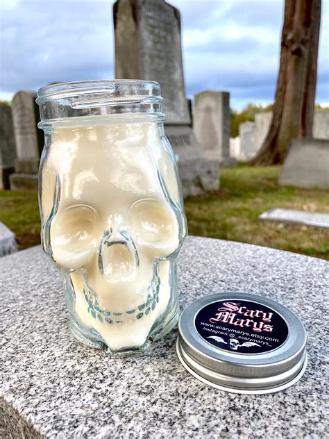 Skull Jar Candle 16oz Scented 100 Soy Wax Halloween Samhain Etsy