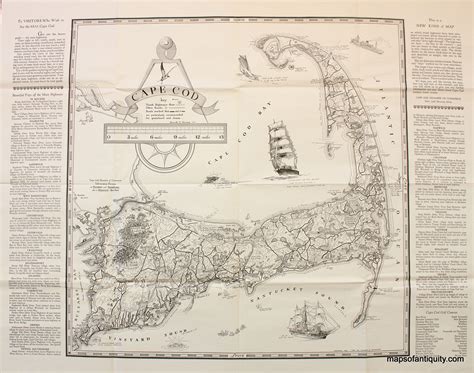 Antique Map Of Cape Cod Original Vintage Rare Historical Antique