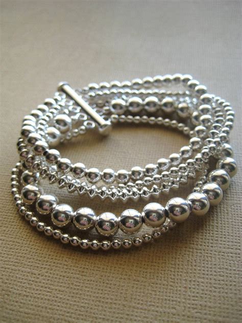Silver Bracelet Beaded Bracelet Sterling Silver Fine