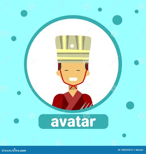 Asian Man Avatar Icon Thai Male In Traditional Costume Profile Portrait