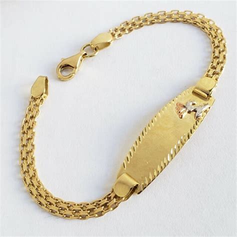 Kids Girls 14k Yellow Gold Flower Id Baby Bracelet 575 Inch Long Ebay