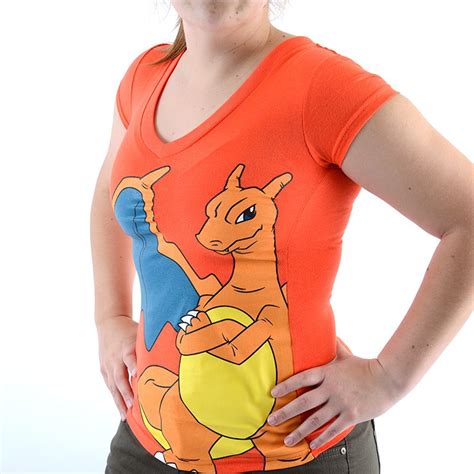 Charizard Orange V Neck Ladies T Shirt Pokémon Nintendo