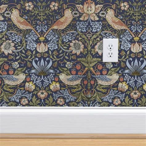 William morris has become an icon of the arts & crafts movement with his fabulously rich and ornate wallpaper designs. William Morris ~ Strawberry Thief ~ Orig - Spoonflower