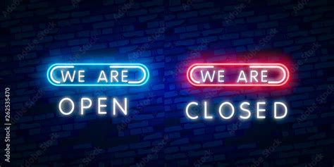 We Are Open Closed Neon Text Vector Design Template Now Open Neon