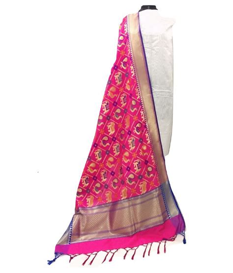 Shreemaa Creations Pink Banarasi Silk Banarasi Dupatta Price In India Buy Shreemaa Creations