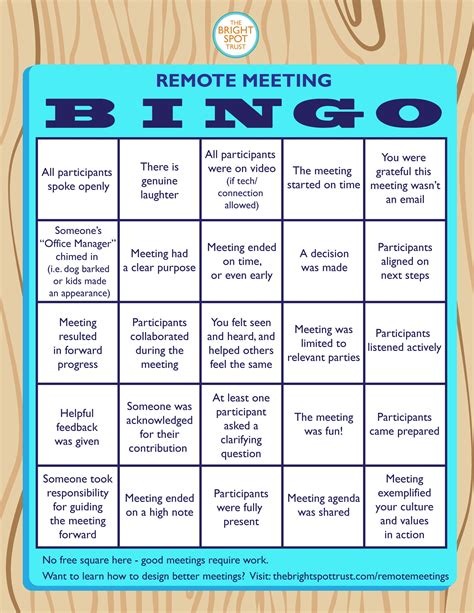 Meet other members and chat freely while you wait for your lucky numbers to appear. Let's Play a Better WFH Bingo Game - The Brightspot Trust ...