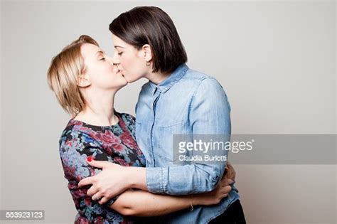 Lesbian Couple Kissing On The Lips Photo Getty Images