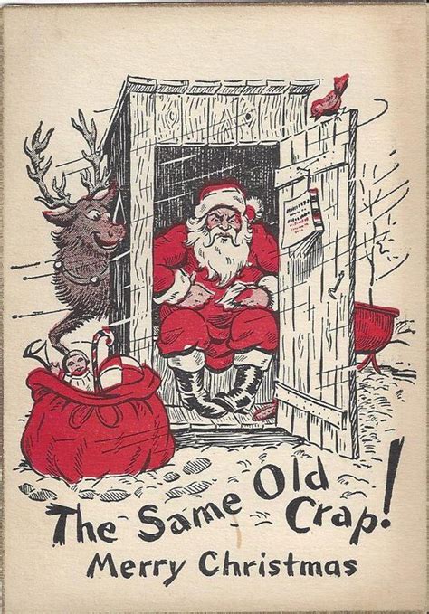 Vintage Santa Humor Christmas Greeting Card 1940s Creepy Christmas