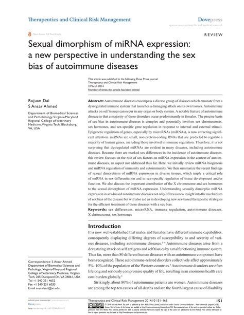 Sexual Dimorphism Of Mirna Expression A New Perspective In