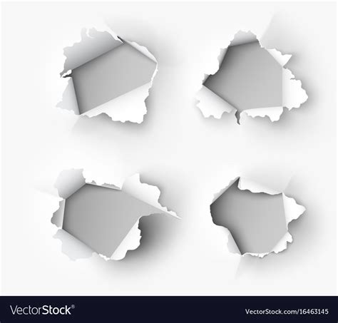 Holes Torn In Paper On White Royalty Free Vector Image
