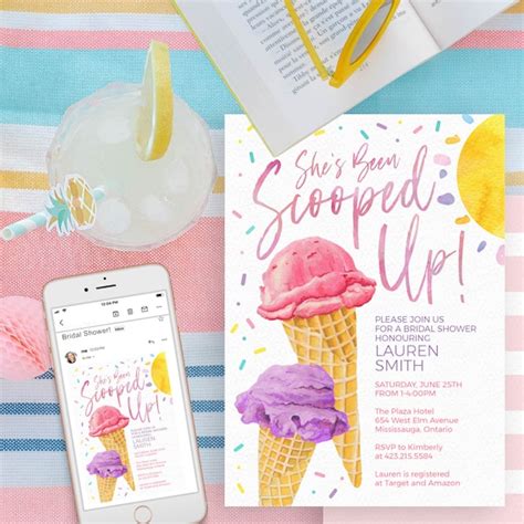 Shes Been Scooped Up Bridal Shower Invitation For Summer Etsy
