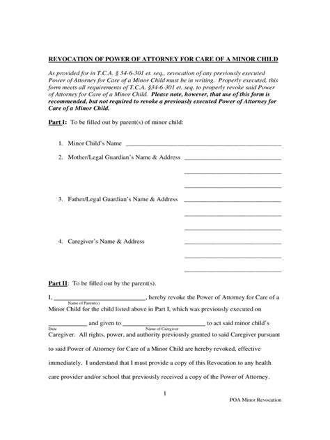 Tennessee Power Of Attorney Form Free Templates In Pdf Word Excel