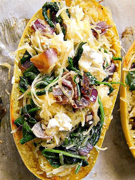 Spinach Goats Cheese Stuffed Spaghetti Squash Divalicious Recipes