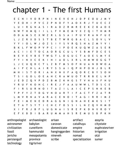 Chapter The First Humans Word Search Wordmint