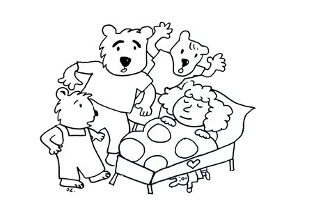 Travail sur la 1ière de couverture à recomposer : Boucle d'or et les trois ours - Coloriage Contes classiques - Coloriages pour enfants