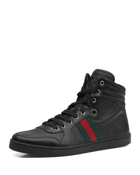 Gucci Leather High Top Sneaker In Black For Men Lyst