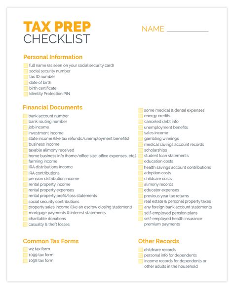 What Documents Do I Need To File Taxes Pdf Checklist