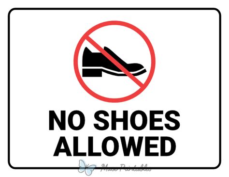 Printable No Shoes Allowed Sign