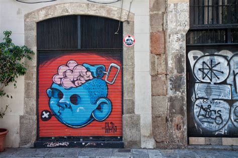 Banco De Imagens Arte De Rua Grafite Azul Parede Mural Fachada