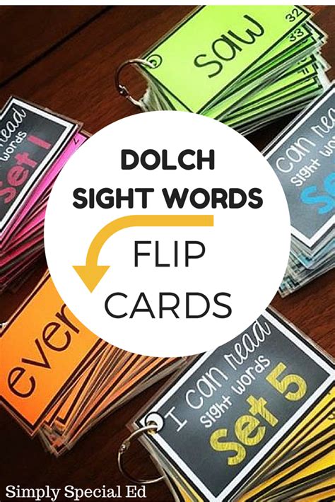 Common Sight Words Flip Cards By Simply Special Ed Teachers Pay
