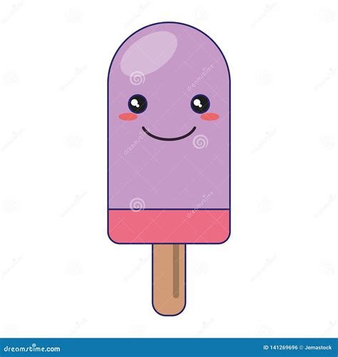 Popsicle Dessert Cold Kawaii Cartoon Stock Vector Illustration Of