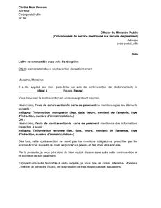 Lettre De Contestation D Un Pv De Stationnement Pour Vice De Forme