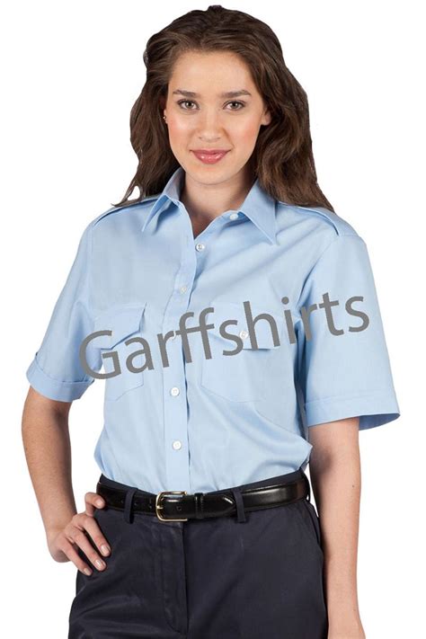 Edwards Womens Navigator Pilot Uniform Shirts Short Sleeve Blue