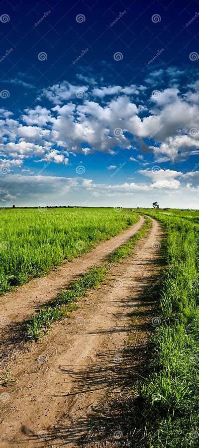 Vertical Panorama Of Country Road Stock Image Image Of Natural