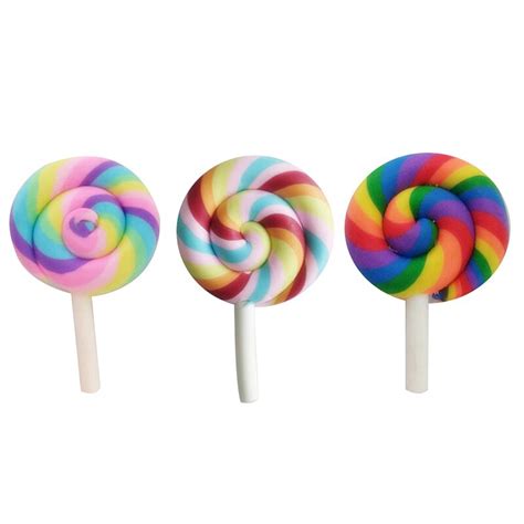 Polymer Clay Rainbow Color Lollipops Dollhouse Party Decoration Candy
