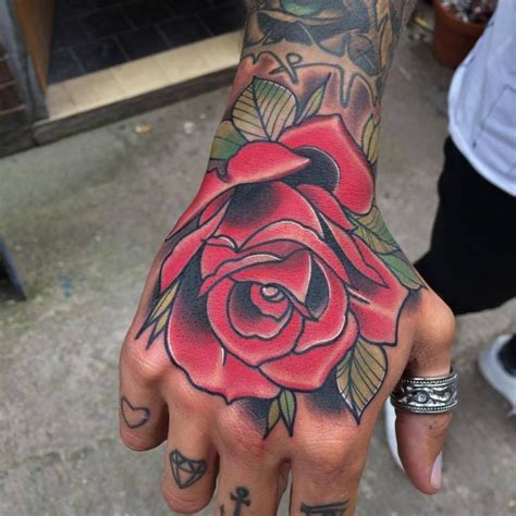 Neotraditional Style Rose On The Hand Traditional