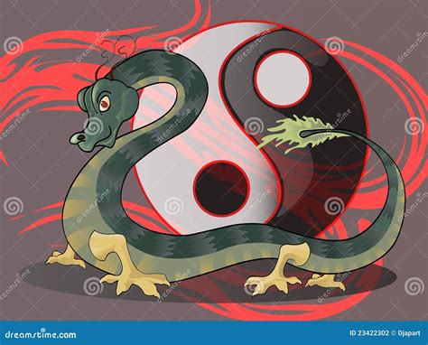 Dragon With Yin Yang Icon Stock Illustration Illustration Of Green