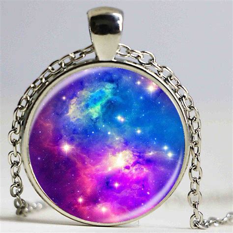Fashion Galaxy Nebula Space Pendant Necklace Glass Cabochon Vintage