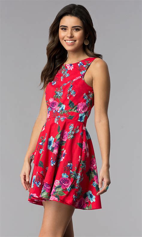 Short Floral Print Casual Party Dress Promgirl