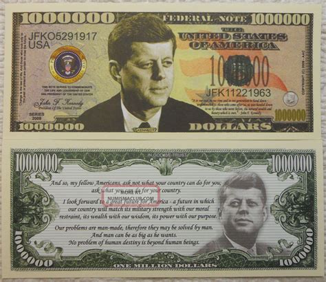 The $10 bill is unique in that it is the only denomination in circulation in which the portrait faces to the left. John F. Kennedy Million Dollar Novelty Bill With Clear Currency Protector