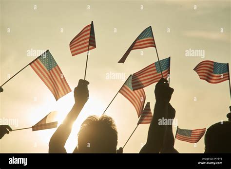 Waving American Flags Close Up Stock Photo Alamy