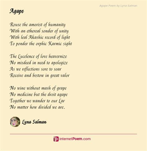 Agape Poem By Lyna Salman