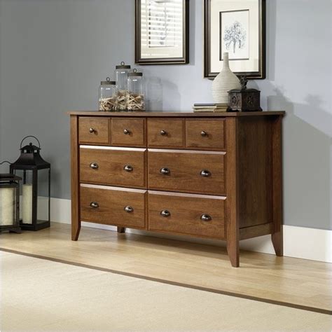 Pemberly Row Extra Deep 6 Drawer Double Bedroom Dresser In Oiled Oak