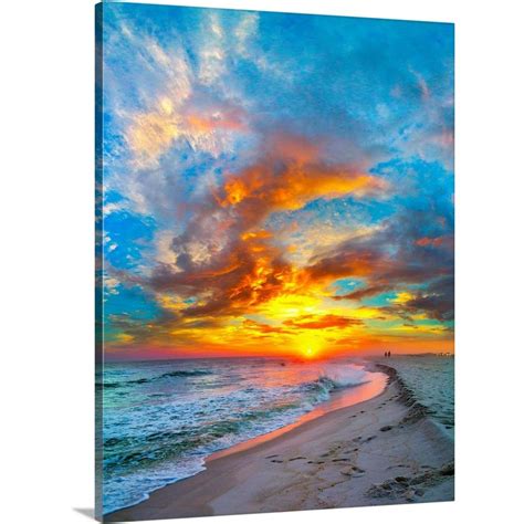 Greatbigcanvas 30 In X 40 In Colorful Ocean Sunset Red Blue Vertical