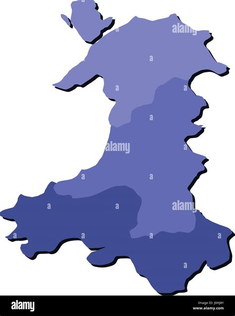 Map Of Wales With Regions In Vector On White Background Stock Vector