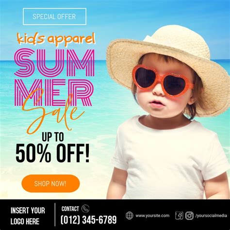 Copy Of Summer Sale Kids Apparel Ad Template Postermywall